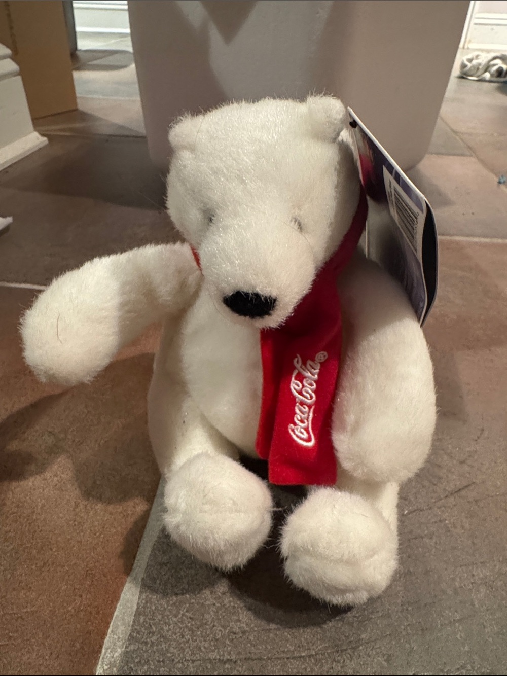 Collectible Coca-Cola White Polar Bear Plush Stuffed Animal Red Scarf Tags 2007